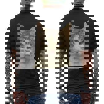 怒っている猫 リアル ミーム ウイルス インターネット メンズTシャツ バックプリント - Kawaiitshirt