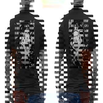 悲鳴 漫画 少女 怖い 目 ホラー ハロウィン 恐ろしい メンズTシャツ バックプリント - Kawaiitshirt