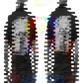 愛のハートのメガネをかけているレインボーコアラ メンズTシャツ バックプリント - Kawaiitshirt