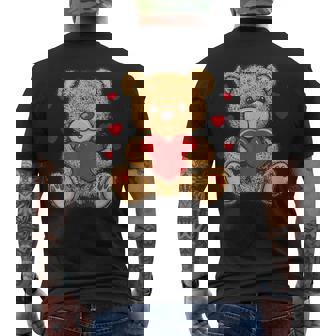 愛らしいハート付きテディベア ラブぬいぐるみ メンズTシャツ バックプリント - Kawaiitshirt