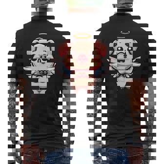 愛らしい天使の豚の漫画とハロー。 メンズTシャツ バックプリント - Kawaiitshirt