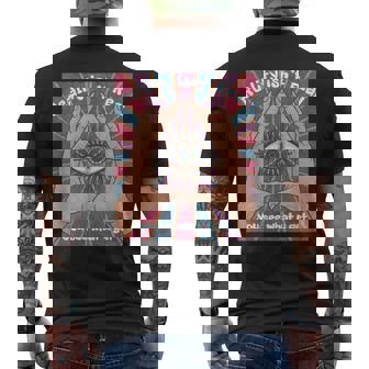 手、三角形、すべてが見える目を持つイルミナティデザイン。 メンズTシャツ バックプリント - Kawaiitshirt