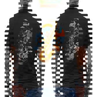 抽象音楽家 ジャズ サックス プレーヤー カラフル メンズTシャツ バックプリント - Kawaiitshirt