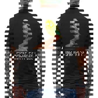 指の上のセキセイインコ 楽しいインコ セキセイインコ 鳥好きのギフト メンズTシャツ バックプリント - Kawaiitshirt