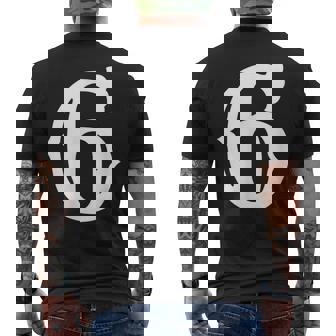 数字 6 インチ 白 大 太字 アメリカ 西部 スタイル フォント メンズTシャツ バックプリント - Kawaiitshirt