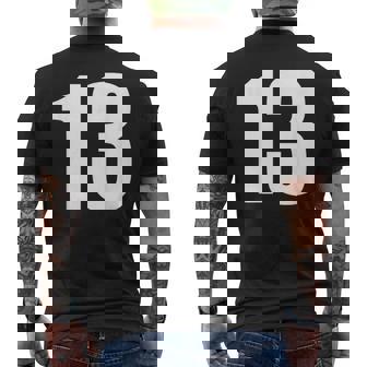 数字 Nhirn 数字 13 プレーン 白 数字 メンズTシャツ バックプリント - Kawaiitshirt