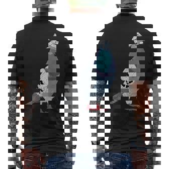 新聞帽子をかぶった鳩 メンズTシャツ バックプリント - Kawaiitshirt