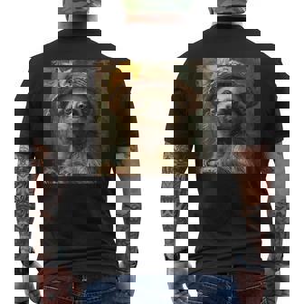 日よけ帽子をかぶったかわいいナマケモノ、面白いナマケモノ メンズTシャツ バックプリント - Kawaiitshirt