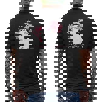 日本のかわいいさくら 桜 ジャパニーズスピッツ犬 メンズTシャツ バックプリント - Kawaiitshirt