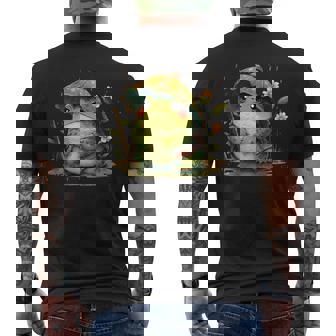 日本のかわいいコテージコアフロッグ 不機嫌な日本のカエル メンズTシャツ バックプリント - Kawaiitshirt