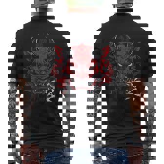 日本の伝統的な鬼の仮面日本の漢字アート メンズTシャツ バックプリント - Kawaiitshirt