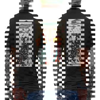 日本の伝統芸者 絵画 アート 水彩 お土産 メンズTシャツ バックプリント - Kawaiitshirt