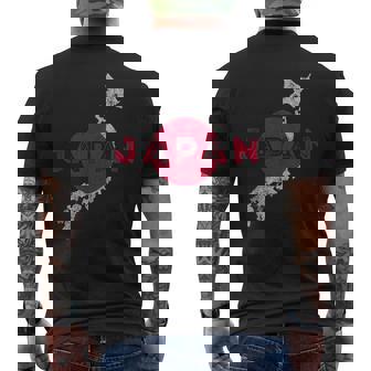 日本の地図と旗 日本のお土産 メンズTシャツ バックプリント - Kawaiitshirt