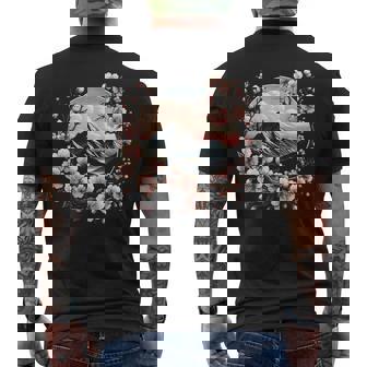 日本の桜 ピンク 桜 富士山 自然 アート メンズTシャツ バックプリント - Kawaiitshirt