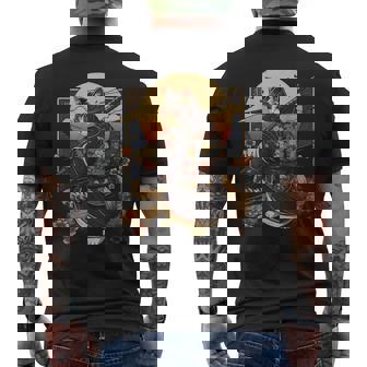 日本の芸術 猫 忍者 浮世絵 アニメスタイル サムライキャット メンズTシャツ バックプリント - Kawaiitshirt