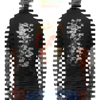 日本の鯉 魚 蓮の花 ヴィンテージ アート 日本 メンズTシャツ バックプリント - Kawaiitshirt