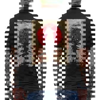 日本アート サムライ ビンテージ ファイター レトロデザイン メンズTシャツ バックプリント - Kawaiitshirt