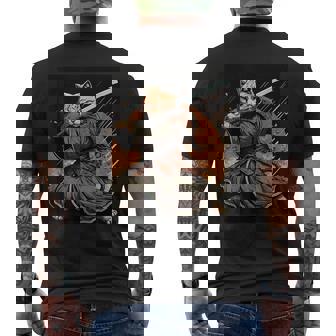 日本アート 猫 忍者 浮世絵 アニメ風 サムライキャット メンズTシャツ バックプリント - Kawaiitshirt