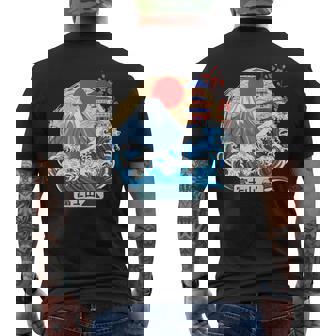 日本山 富士 大波 神奈川 日本 ヴィンテージアート メンズTシャツ バックプリント - Kawaiitshirt