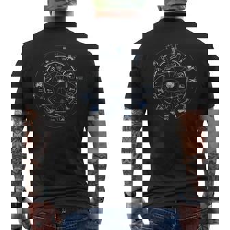 星座 占星術 星座 ホロスコープ 宇宙 ホイール メンズTシャツ バックプリント - Kawaiitshirt