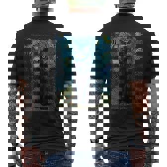 星月夜 ヴィンセント・ヴァン・ゴッホ 黒猫 レトロ絵画 猫 メンズTシャツ バックプリント - Kawaiitshirt