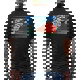 晴天の赤富士山 日本風景アートプリント メンズTシャツ バックプリント - Kawaiitshirt