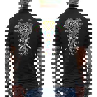 曼荼羅 ガネーシャ アフリカン 象 メンズTシャツ バックプリント - Kawaiitshirt