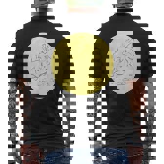 月 に映る 鳥獣戯画 兎 デザイン ウサギ うさぎ メンズ レディース キッズ 和風 和柄 グラフィック メンズTシャツ バックプリント - Kawaiitshirt