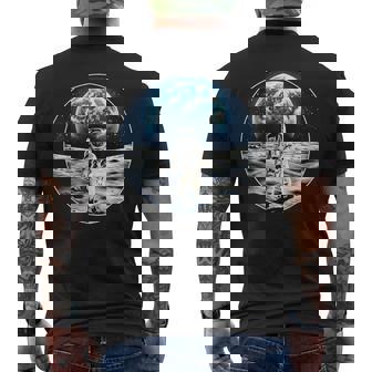 月面着陸 地球 グラフィック メンズTシャツ バックプリント - Kawaiitshirt