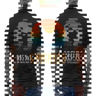 朝ごはんを食べるペット、ニワトリ メンズTシャツ バックプリント - Kawaiitshirt