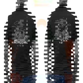 東京スカイライン 日本 富士山 ランドマーク 東京タワー お土産 メンズTシャツ バックプリント - Kawaiitshirt