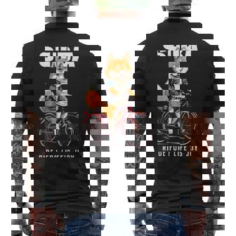 柴犬 いぬ イラスト 柴犬好き 犬好き 自転車 かわいい おもしろ レトロ Ride For Life's Joy メンズTシャツ バックプリント - Kawaiitshirt