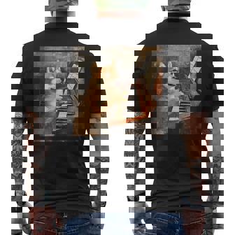 柴犬ピアノ犬 メンズTシャツ バックプリント - Kawaiitshirt