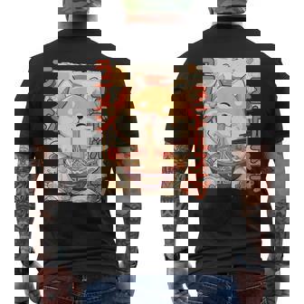 柴犬好きラーメン カワイイ猫柴犬犬ラーメン メンズTシャツ バックプリント - Kawaiitshirt