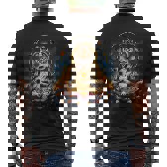 極楽浄土 天国 蓮の花 宇宙 虎 トラ メンズTシャツ バックプリント - Kawaiitshirt