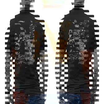 楽器 ト音記号 サックス奏者 音楽サックス メンズTシャツ バックプリント - Kawaiitshirt