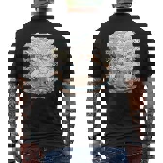 温泉 風呂 子猫 ペット好き 日本画 かわいい 猫 メンズTシャツ バックプリント - Kawaiitshirt