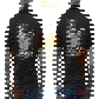 漫画の外観のかわいいボーダーコリー メンズTシャツ バックプリント - Kawaiitshirt