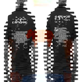 焼肉定食 おもしろ デザイン 牛肉部位イラストデザイン メンズTシャツ バックプリント - Kawaiitshirt