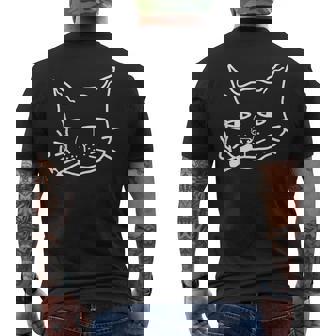煙草を吸う猫 猫好き メンズTシャツ バックプリント - Kawaiitshirt