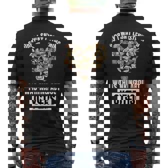 牡蠣好きにはごめんなさい、牡蠣のことを考えて聞いていませんでした メンズTシャツ バックプリント - Kawaiitshirt