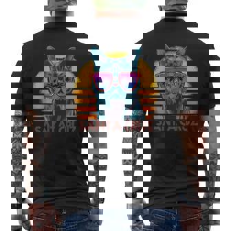 猫 ねこねこ サンタクルーズ カリフォルニア州 レトロ メンズTシャツ バックプリント - Kawaiitshirt