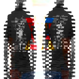 猫 グラフィック ペット アートワーク 猫 メンズTシャツ バックプリント - Kawaiitshirt