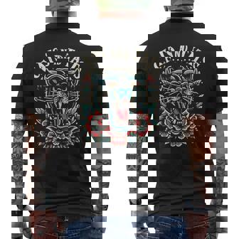 猫 タトゥー トラディショナル タトゥー アーティスト インク タトゥー師 ヴィンテージ メンズTシャツ バックプリント - Kawaiitshirt