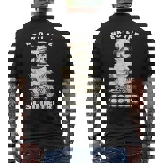 猫 ネコ 白猫 イラスト 原付 スクーター バイク 猫好き バイク好き かわいい おもしろ レトロ Neko Life メンズTシャツ バックプリント - Kawaiitshirt