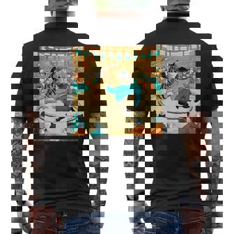 猫 ネコ 相撲 面白いtシャツ 文字入り メンズ おもしろ 面白い 服 おもしろグッズ ネタ 力士 浮世絵 メンズTシャツ バックプリント - Kawaiitshirt