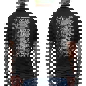 猫 モノクロ 写真 おしゃれ 可愛い 個性的 ハロウィン かぼちゃ メンズTシャツ バックプリント - Kawaiitshirt