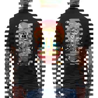 猫 ラーメン 日本語 面白い グラフィック カワイイ 猫 アニメ 恋人 メンズTシャツ バックプリント - Kawaiitshirt