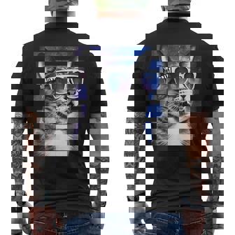 猫 宇宙 メガネ ギャラクシー サングラス おもしろい 猫 ミーム メンズTシャツ バックプリント - Kawaiitshirt