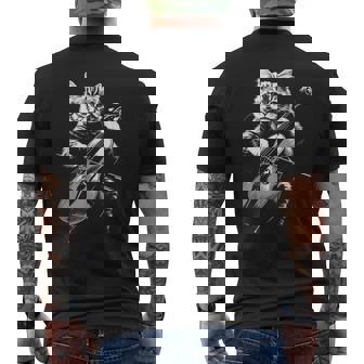 猫 演奏 チェロ ヴィンテージ ジャズ ミュージシャン チェリスト メンズTシャツ バックプリント - Kawaiitshirt